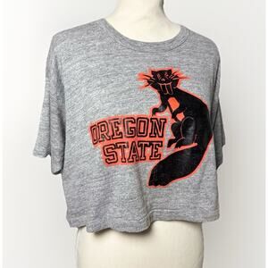 VTG Early 70s XL Gray Shirt Russell OSU Benny Beaver Tee Boxy Crop Single Stitch